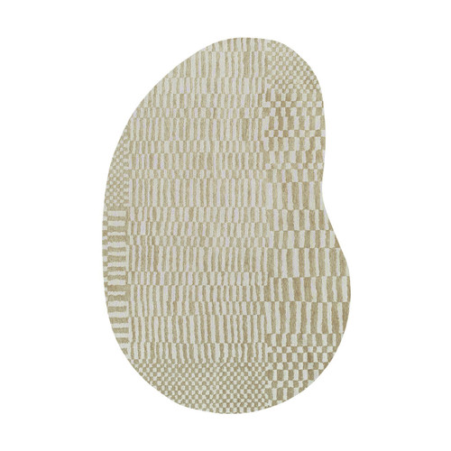 8' X 11' Tan And White Abstract Washable Area Rug With UV Protection