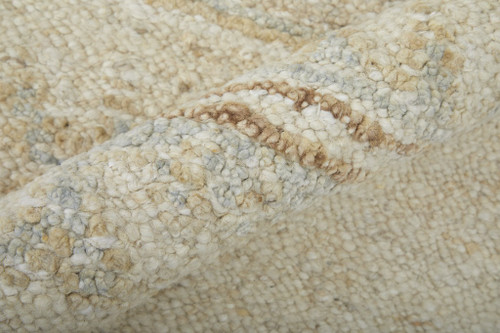 8' X 10' Ivory Tan and Gray Wool Floral Hand Knotted Area Rug
