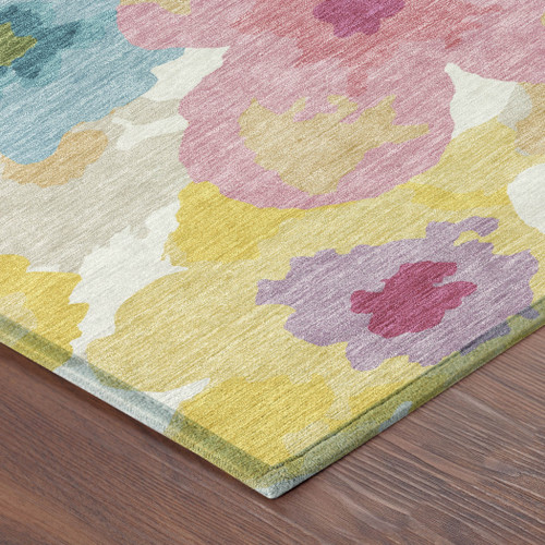 3' X 5' Ivory And Gray Floral Washable Indoor Outdoor Area Rug