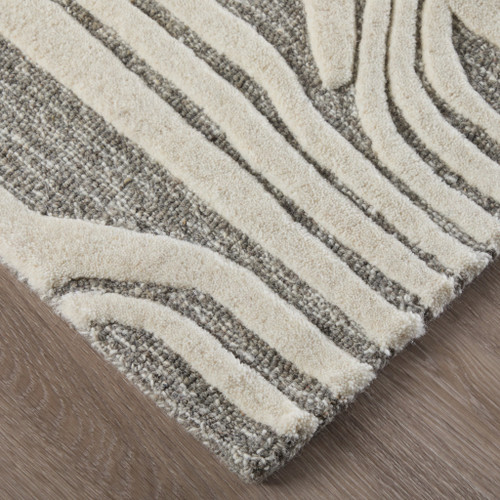 2' X 3' Blue And Ivory Wool Abstract Hand Tufted Area Rug