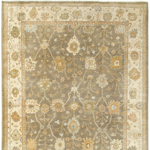 10' X 14' Brown And Beige Wool Oriental Hand Knotted Area Rug