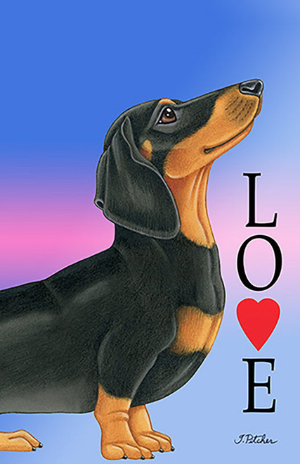 Dachshund  B/T - Tomoyo Pitcher Love  Garden Flag 