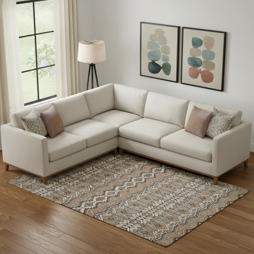 8' X 10' Taupe Beige And Copper Moroccan Washable Area Rug With UV Protection