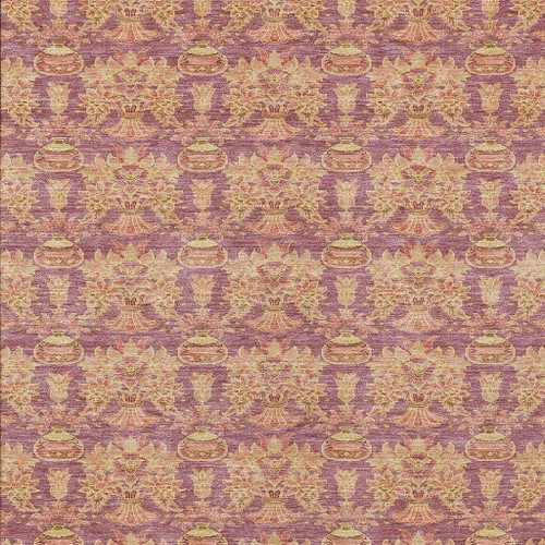 8' X 10' Mauve And Taupe Floral Washable Indoor Outdoor Area Rug