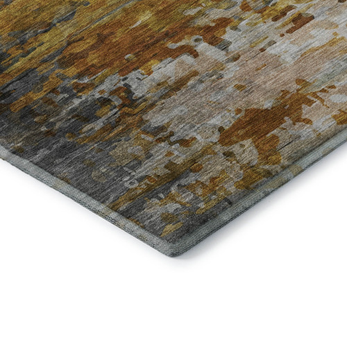 9' X 12' Copper And Gray Abstract Washable Area Rug With UV Protection