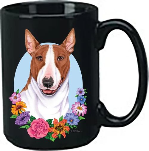 Bull Terrier Brown/White - Best of Breed Ceramic 15oz Coffee Black Mug
