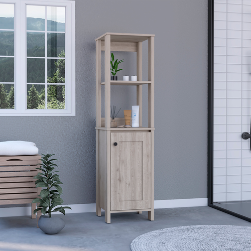 16" Light Gray Wood Freestanding Single Door Bathroom Vanity