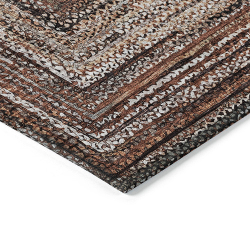 10' X 14' Terra Cotta Copper And Beige Geometric Washable Indoor Outdoor Area Rug