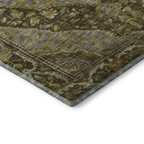9' X 12' Brown And Gray Oriental Washable Area Rug With UV Protection