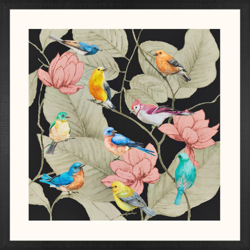 Array of Birds Black Framed Wall Art