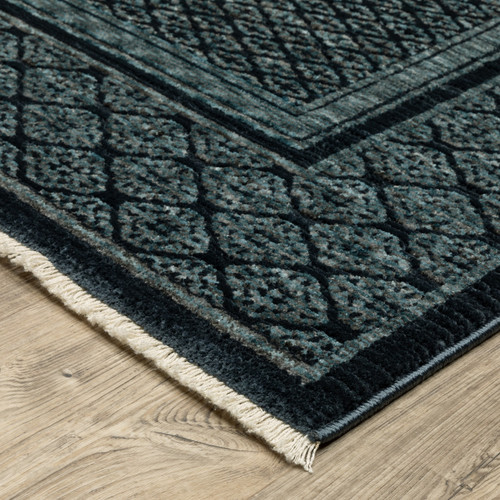 10' X 13' Blue And Teal Medallion Area Rug With Fringe