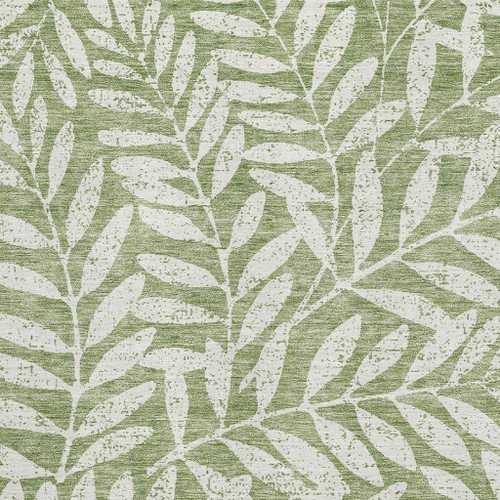 9' X 12' Green And Beige Floral Washable Area Rug With UV Protection