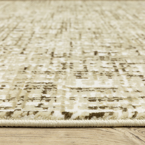 3' X 5' Ivory And Brown Abstract Area Rug