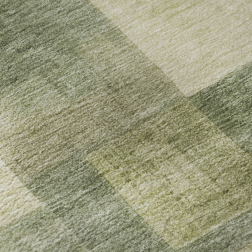 9' X 12' Artichoke Green And Beige Geometric Washable Area Rug With UV Protection