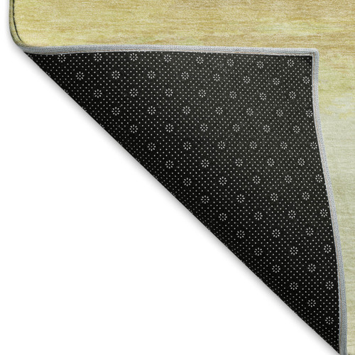 10' X 14' Tan Yellow And Beige Striped Washable Area Rug With UV Protection