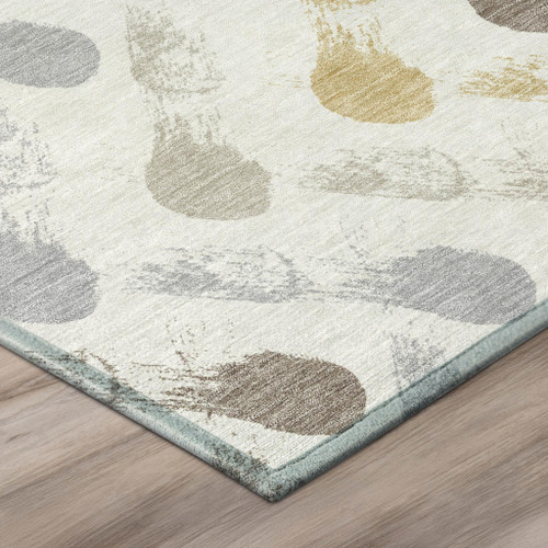 8' X 10' Ivory And Silver Geometric Washable Indoor Outdoor Area Rug