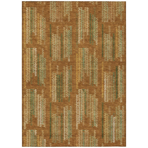 8' X 10' Terra Cotta And Brown Abstract Washable Indoor Outdoor Area Rug
