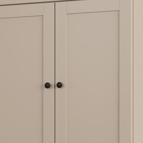 32" Beige Solid Wood Free Standing Four Door Linen Cabinet