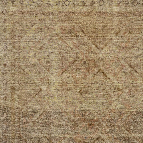 10' X 14' Khaki And Beige Geometric Washable Area Rug With UV Protection