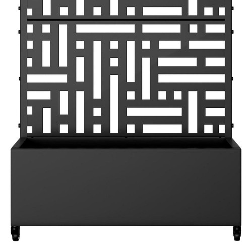Set of Two Black Geometric Galvanized Metal Rectangular Planter Box