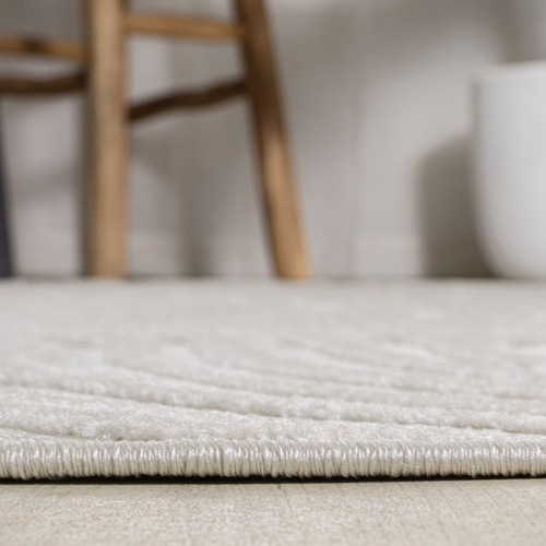 9' Cream And Ivory Square Abstract Indoor Outdoor Area Rug
