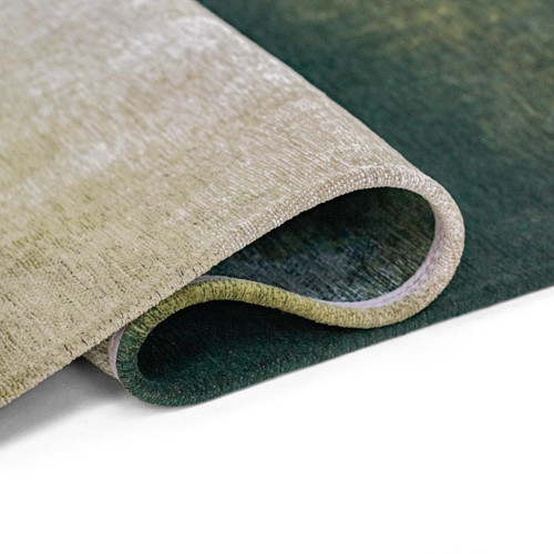 5' X 7' Green And White Abstract Washable Area Rug With UV Protection