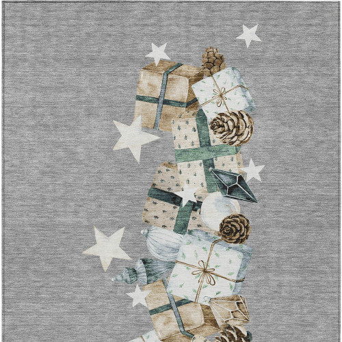 8' X 10' Gray Beige Ivory And Taupe Presents Washable Indoor Outdoor Area Rug