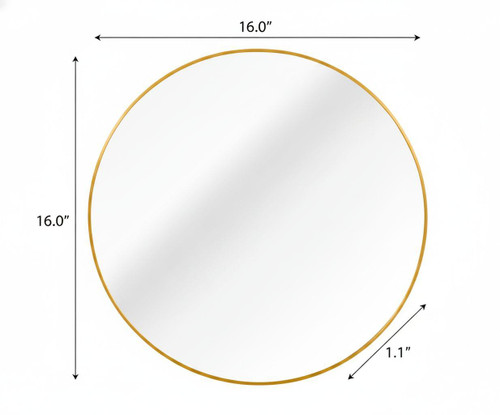 16" Gold Aluminum Oval Framed Full Length Hanging Mirror