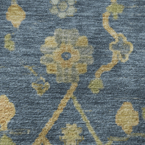 10' X 14' Navy Blue And Gold Floral Washable Area Rug With UV Protection