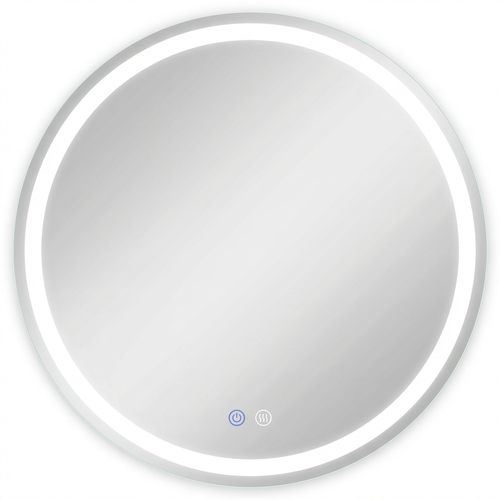 28" Silver Round Lighted Frameless Bathroom Vanity Mirror