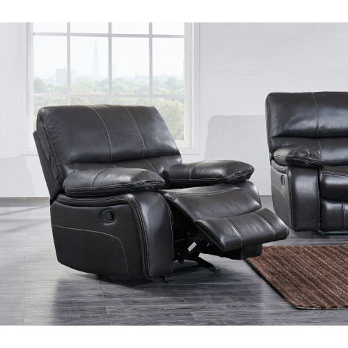 Grey Glider Recliner in Waterfall Pattern Deeply Padded seat Cushions and Arm Rests