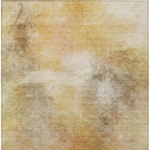 10' X 14' Wheat And Gold Abstract Washable Indoor Outdoor Area Rug