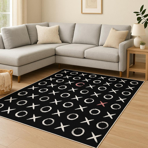 7' X 9' Black Flatweave Area Rug