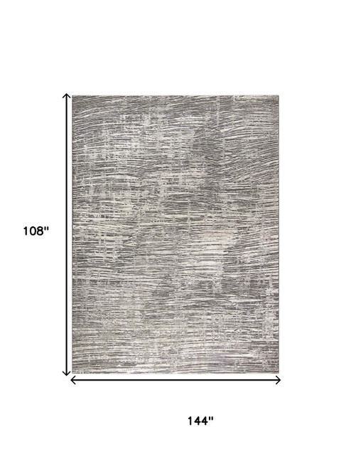 8' X 10' Ivory and Gray Abstract Non Skid Area Rug