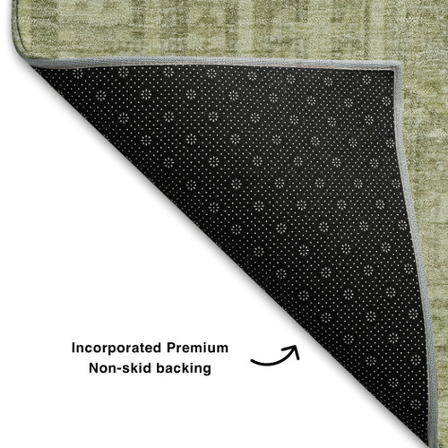 8' X 10' Sage And Fern Green Geometric Washable Area Rug With UV Protection