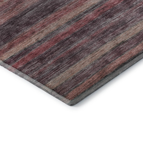 9' X 12' Rust Gray And Blush Striped Washable Area Rug With UV Protection