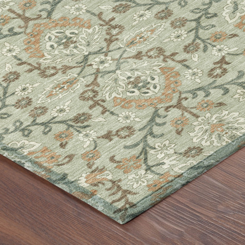 10' X 14' Green And Khaki Geometric Washable Indoor Outdoor Area Rug