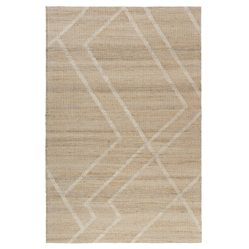 5' X 8' Ivory And Beige Jute Abstract Hand Woven Area Rug