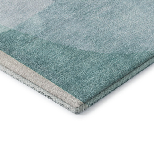 10' X 14' Pale Aqua And Beige Abstract Washable Area Rug With UV Protection