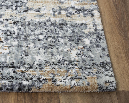 8' Gray Light Gray Brown Beige And Ivory Abstract Hand Carved Handmade Area Rug