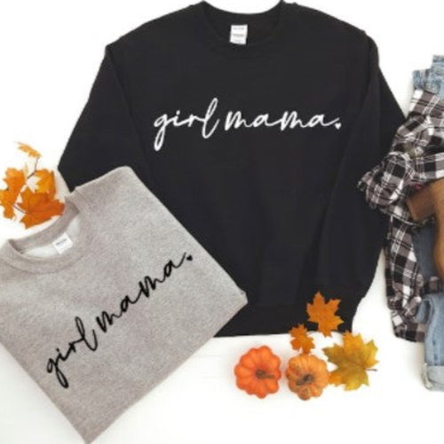 Women's  Sweatshirt Girl Mama Printed Crewneck Sweatshirts