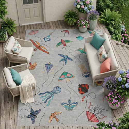8' X 10' Gray And Gold Geometric Washable Indoor Outdoor Area Rug