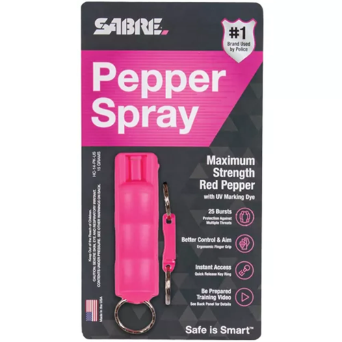 Sabre Red Pepper Spray .54 Oz Hard Case - Pink - 0.54 oz