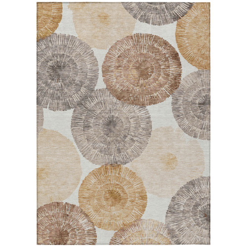8' X 10' Copper Ivory And Gray Abstract Washable Indoor Outdoor Area Rug