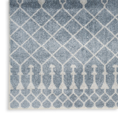 7' X 9' Blue And Ivory Moroccan Washable Area Rug