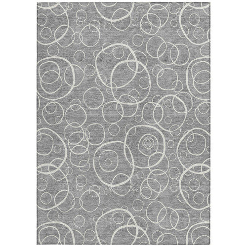 10' X 14' Gray And Ivory Geometric Washable Indoor Outdoor Area Rug