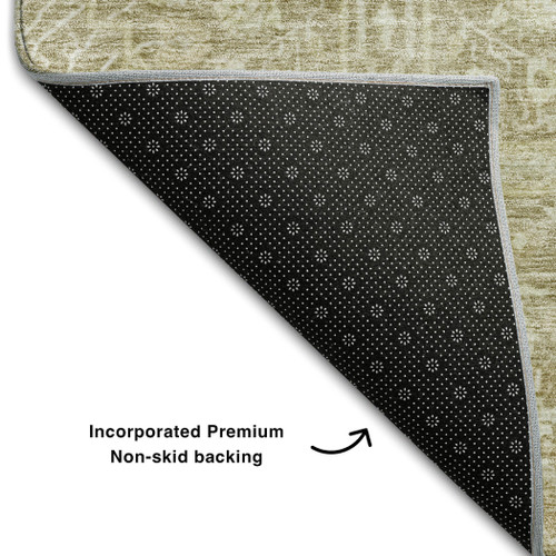 10' X 14' Taupe And Beige Floral Washable Area Rug With UV Protection