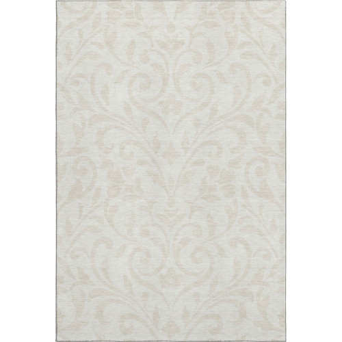 8' X 10' Ivory And Beige Floral Washable Area Rug With UV Protection