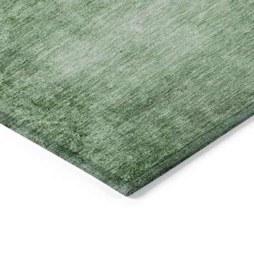 8' Green And Ivory Round Abstract Washable Indoor Outdoor Area Rug