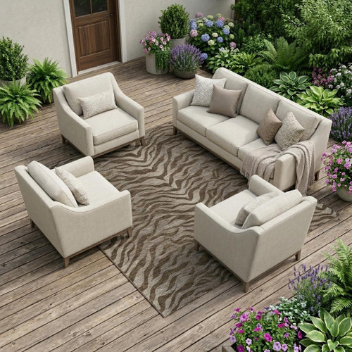 8' X 10' Chocolate And Brown Animal Print Washable Indoor Outdoor Area Rug